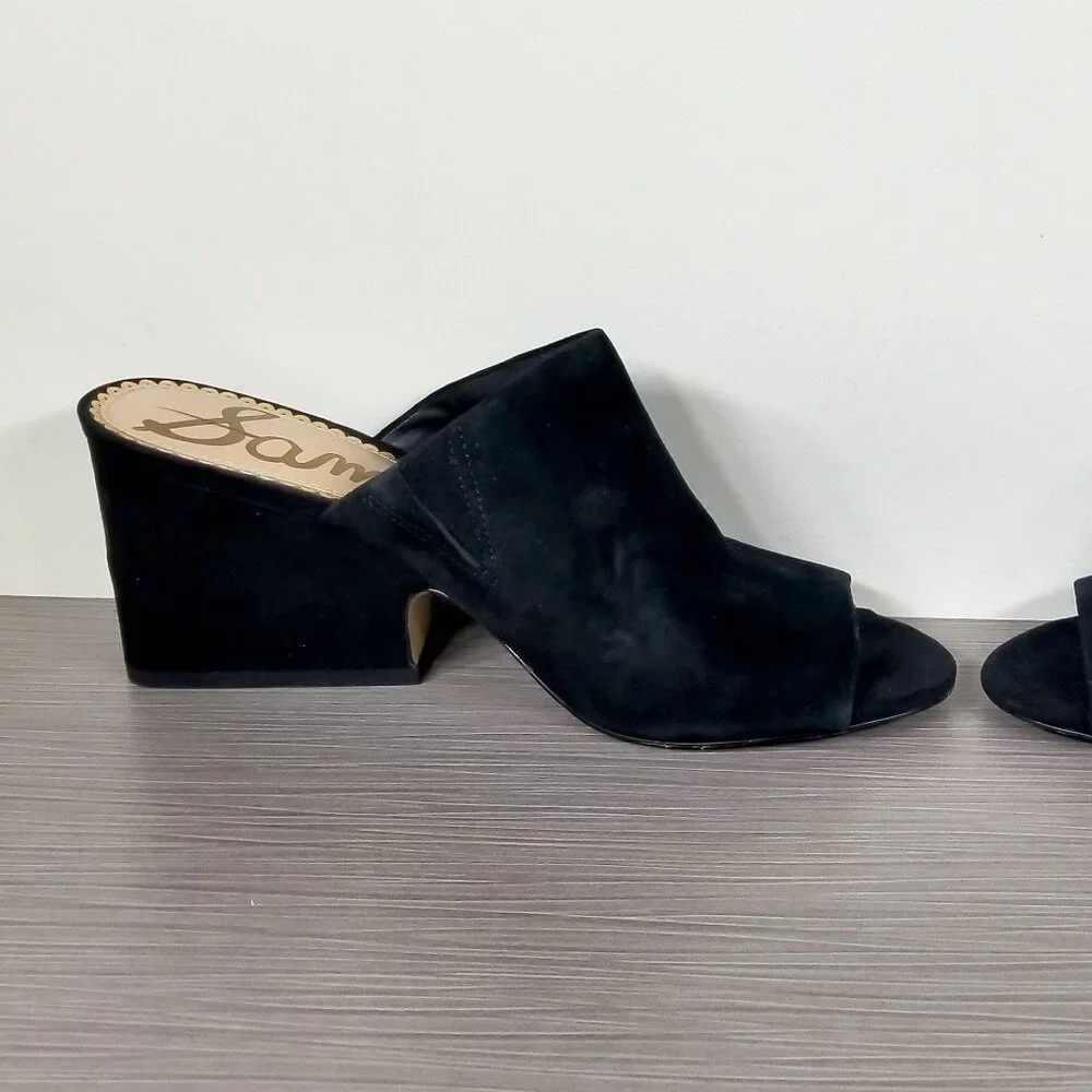 Sam Edelman Rheta Suede Slide Sandals, Black Suede, Womens Size 7 M / 37 - Picture 7 of 12